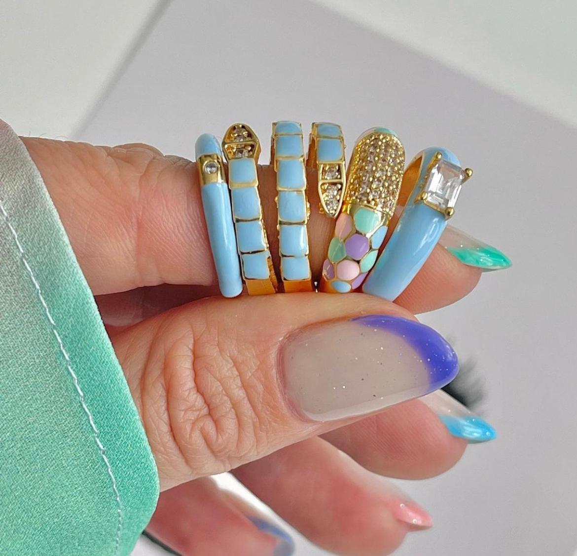 Pastel Enamel Rings