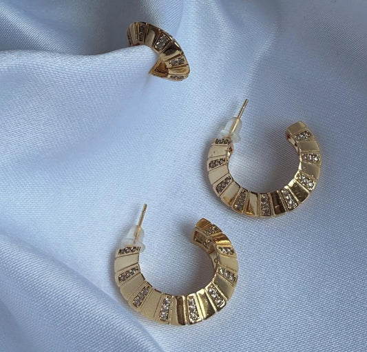 Textured Crystal Hoops