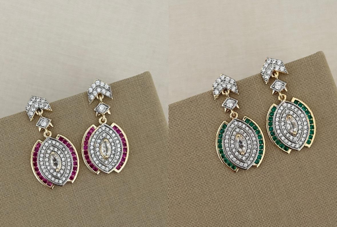 Vintage Emerald & Ruby Statement Earrings