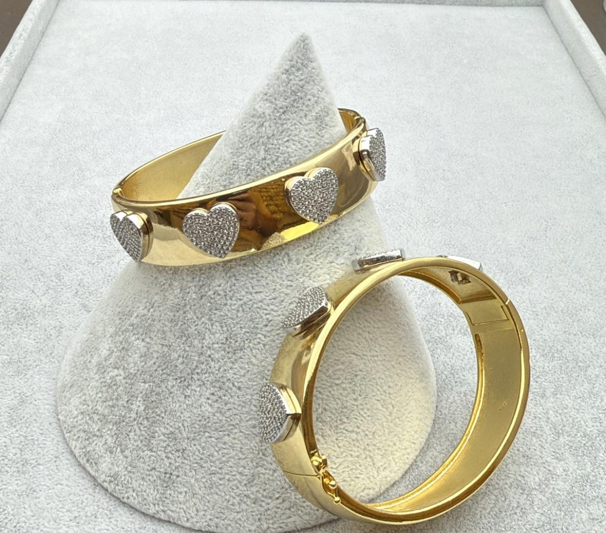 Crystal Heart Cuff Bracelet