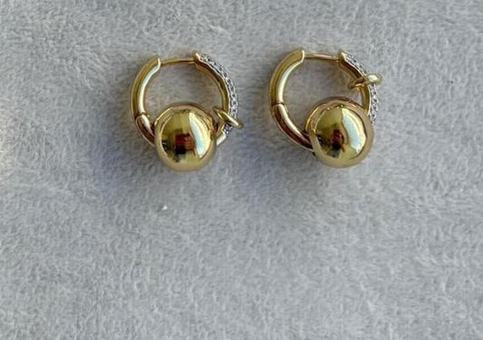 Minimal Gold Ball Hoop Earrings