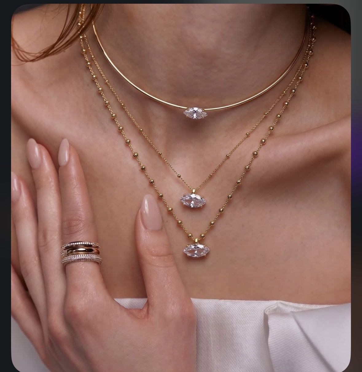 Marquise Crystal Layered Necklace